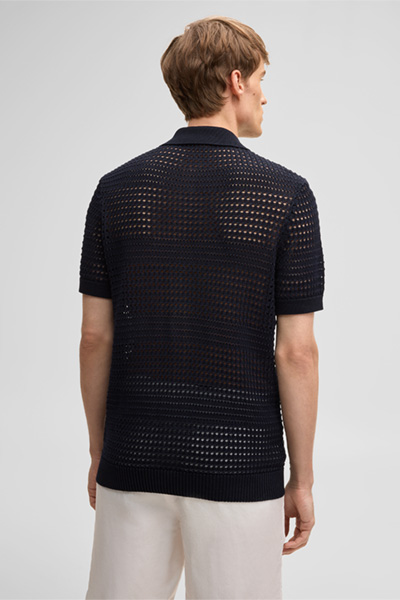 Ander knitted polo shirt, navy