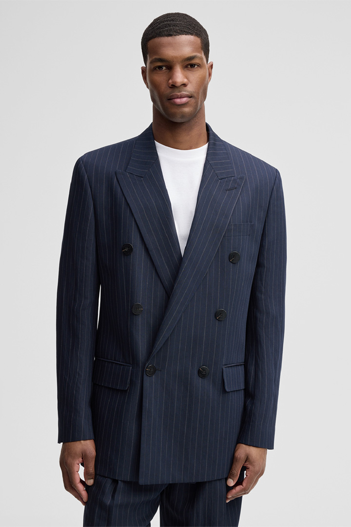 Führt zu Produktdetailseite „Baukasten Sakko Barry, navy gestreift"