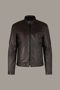 Gevoerd leren bikerjack Wells, donkerbruin