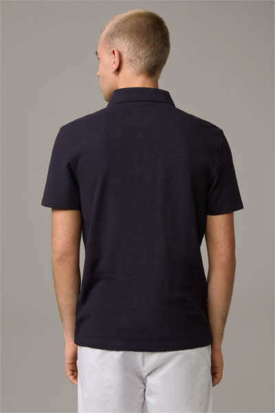 Baumwoll-Poloshirt Fisher, dunkelblau strukturiert