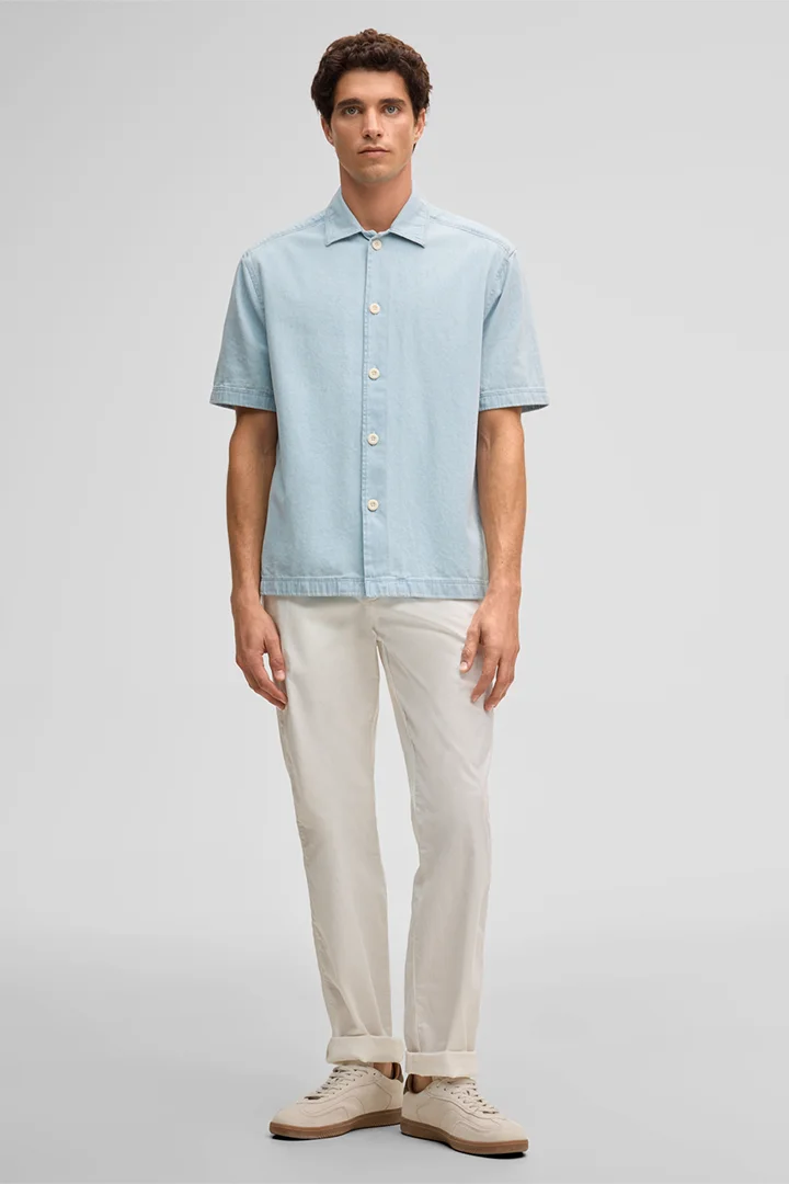 Führt zu Produktdetailseite „Kurzarm-Hemd Navi, hellblau"