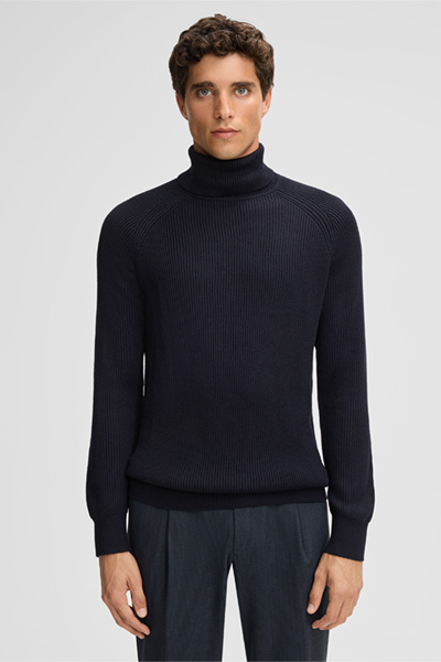 Hamilton Roll Neck Jumper in Dark Blue