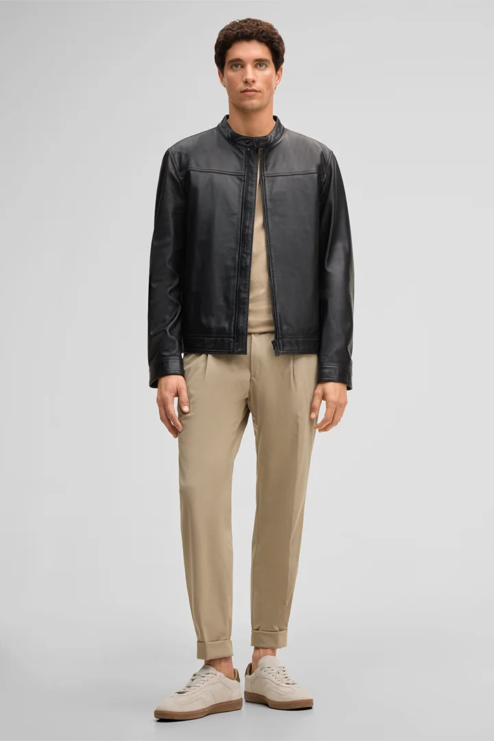 Leads to product detail page "Jace Leather Jacket in Black"