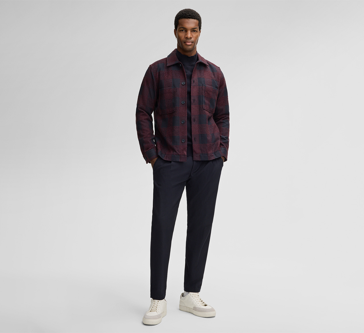 Strellson presents the product Norin Overshirt in Dark Purple Check from the category Shirts