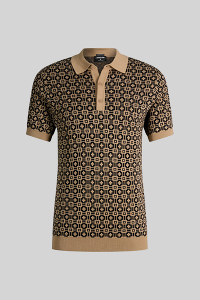 Polo en maille Adrian, marron/beige à motif
