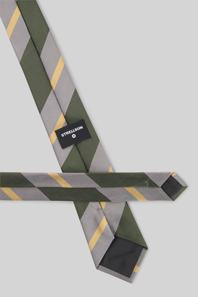 Cravate, rayures olive/grises