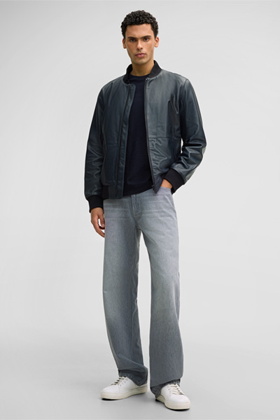 Lederjacke Boston, dunkelblau