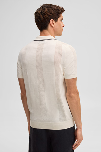 Führt zu Produktdetailseite „Strick-Poloshirt Vincent, offwhite"