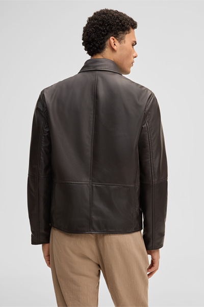 Blouson en cuir Kellan, marron foncé