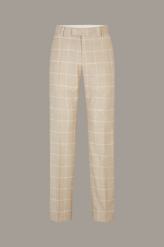 Pantalon à plis marqués Max, beige à carreaux