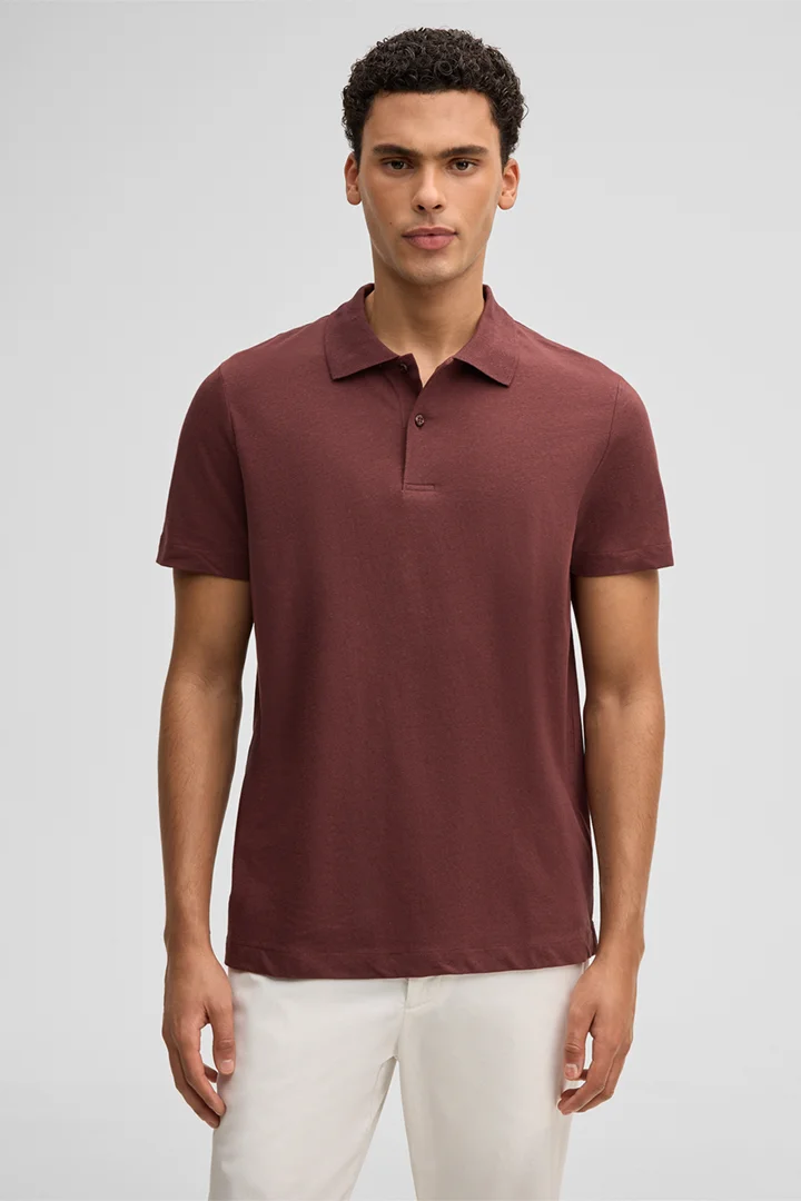 Führt zu Produktdetailseite „Poloshirt Lino, bordeaux"