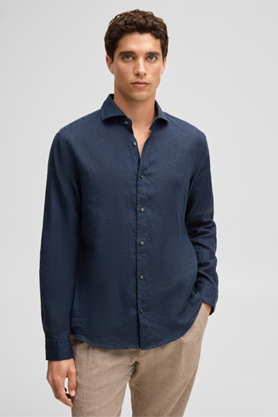 Führt zu Produktdetailseite „Leinen-Hemd Ceasar, navy"