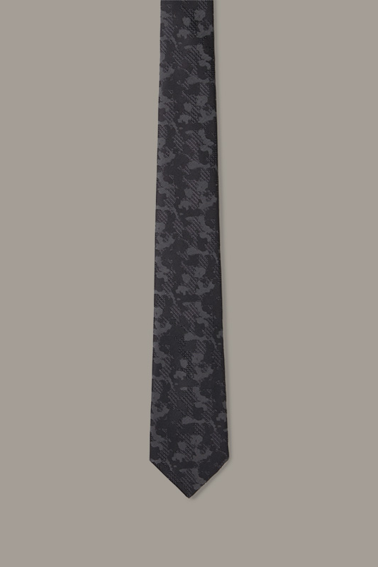 Cravate en soie, noire à motif