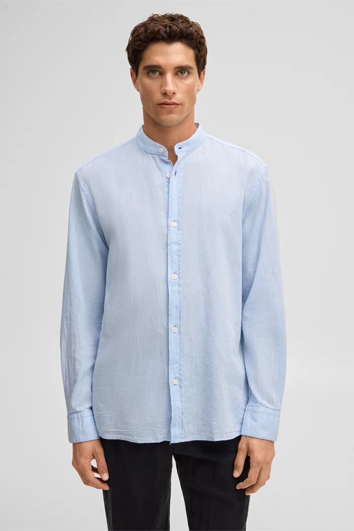 Leidt naar de productdetailpagina „Overhemd Calisto met linnen, lichtblauw"
