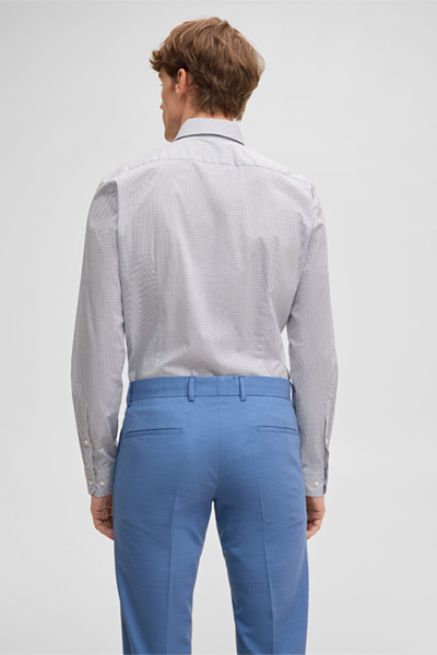 Hemd Stan, weiß/dunkelblau gemustert