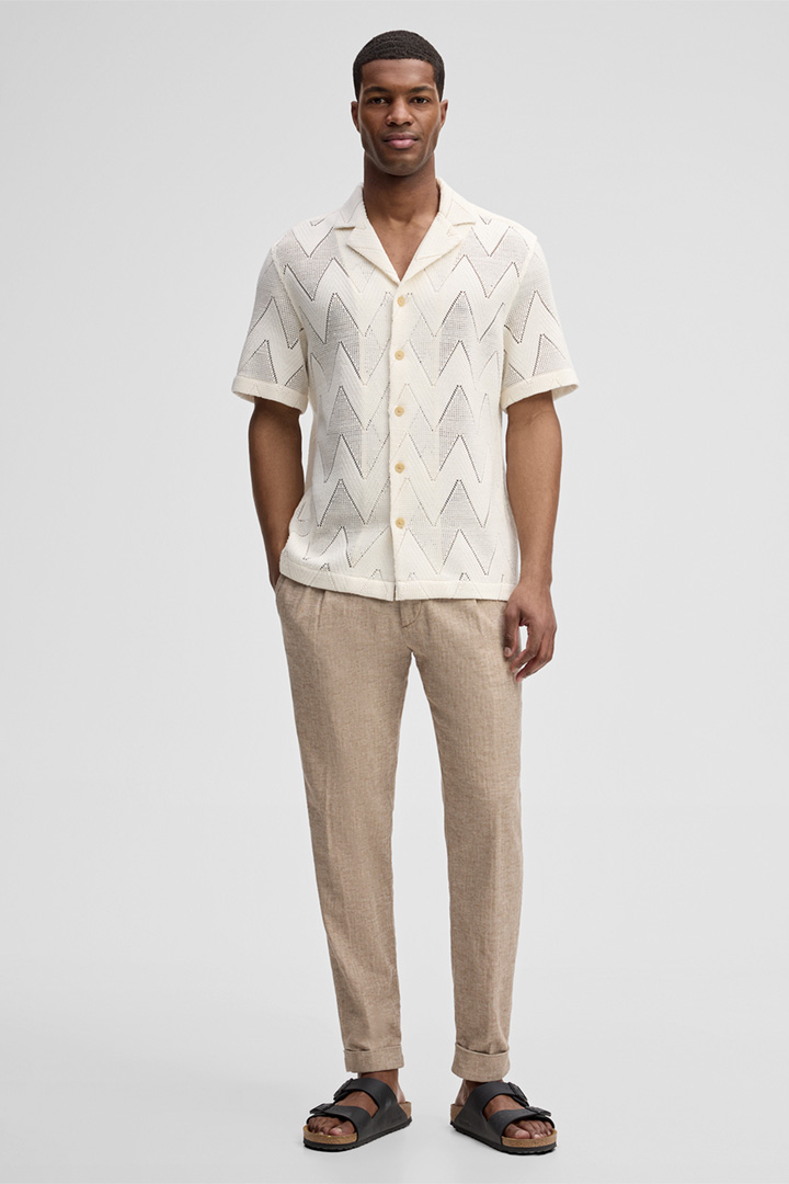 Führt zu Produktdetailseite „Bundfaltenhose Louis, beige meliert"