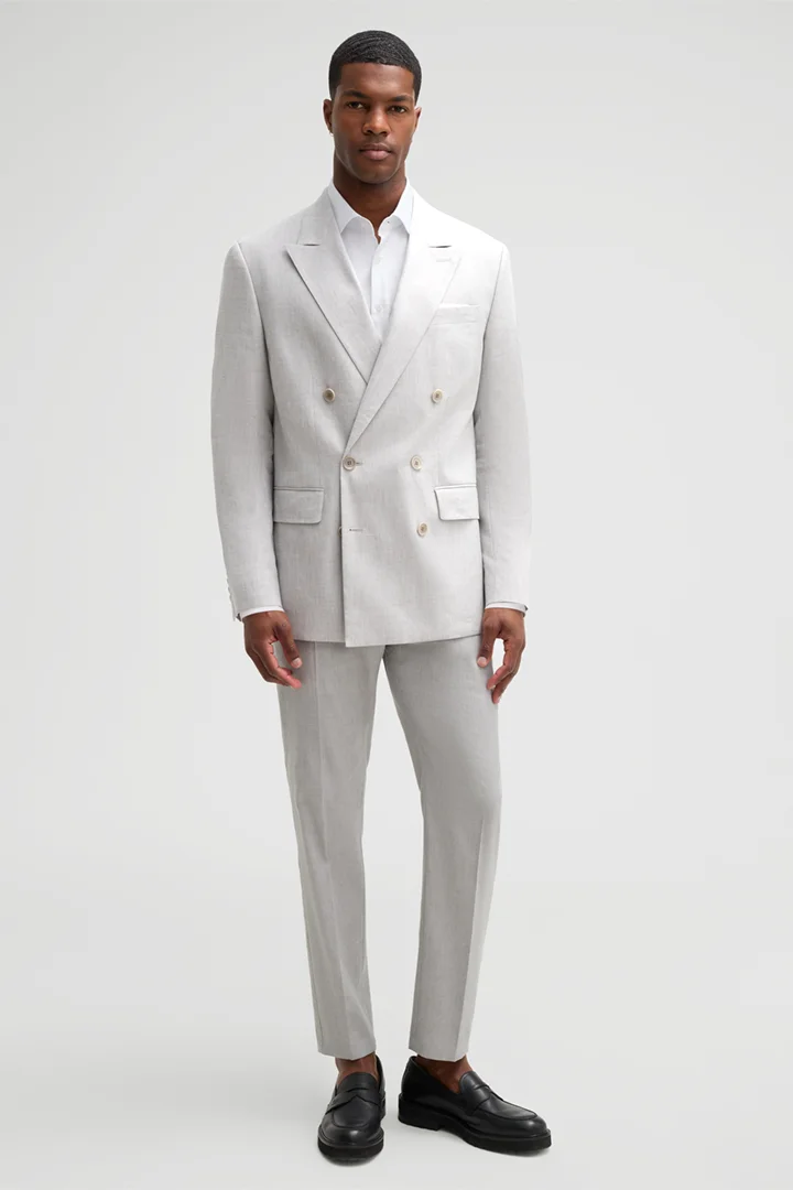 Mène à la page produit « Veste de costume en lin mélangé, argentée »