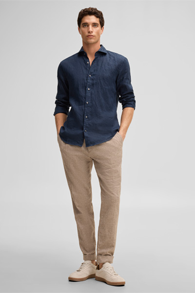 Führt zu Produktdetailseite „Leinen-Hemd Ceasar, navy"