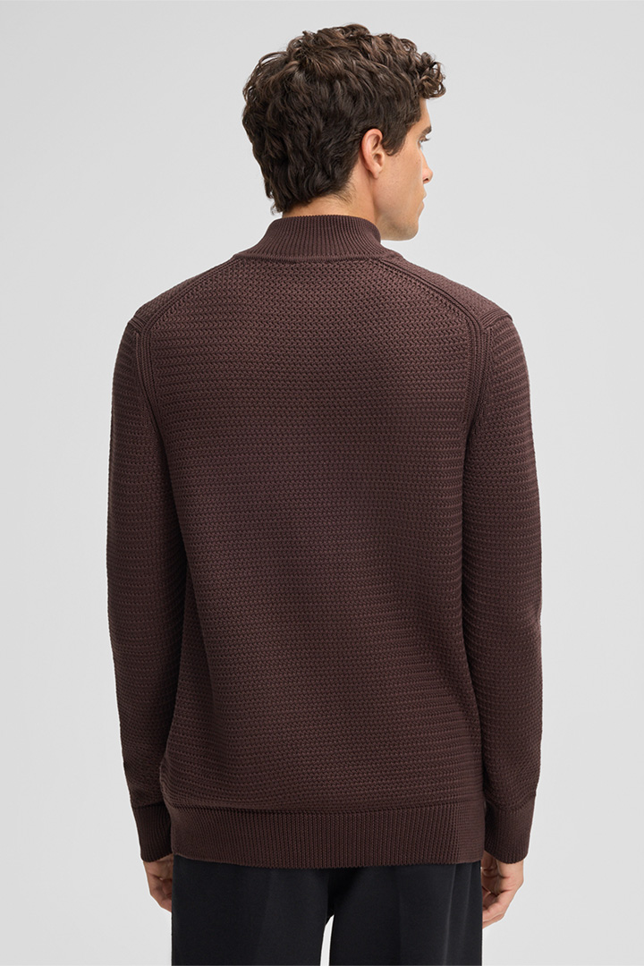 Adrian Knitted Half-zip Pullover in Brown