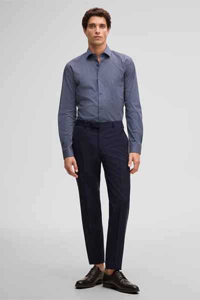 Hemd Stan, dunkelblau/weiß gemustert