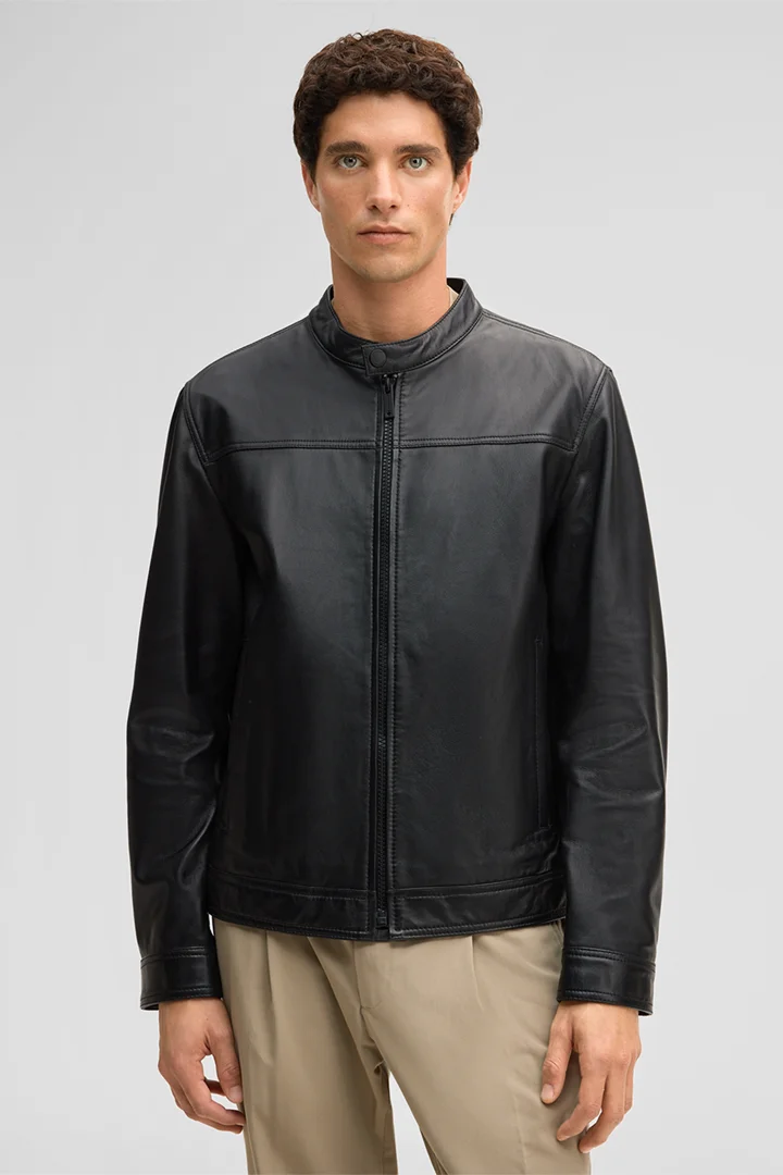 Leads to product detail page "Jace Leather Jacket in Black"