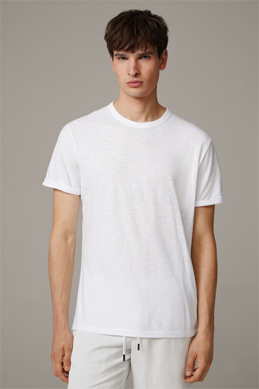 Katoenen T-shirt Colin, wit gestructureerd
