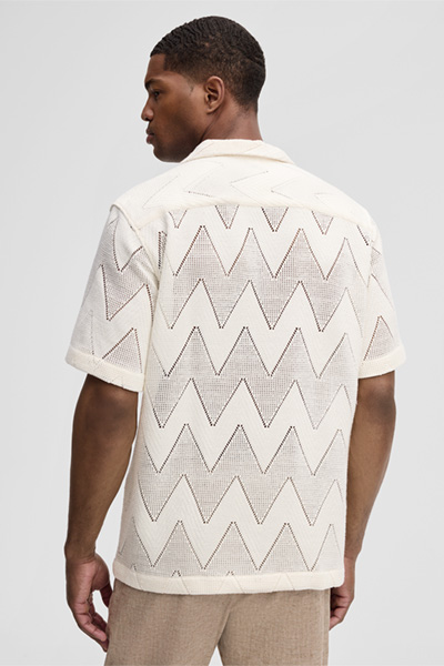 Kurzarm-Hemd Clint, offwhite gemustert