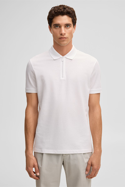 Leidt naar de productdetailpagina „Piro-poloshirt met rits, wit"