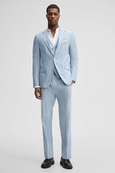 Mène à la page produit « Veste modulable Ari avec une touche de lin, bleu chiné »