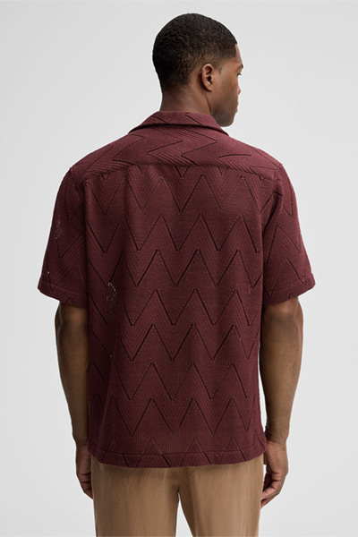 Kurzarm-Hemd Clint, bordeaux gemustert