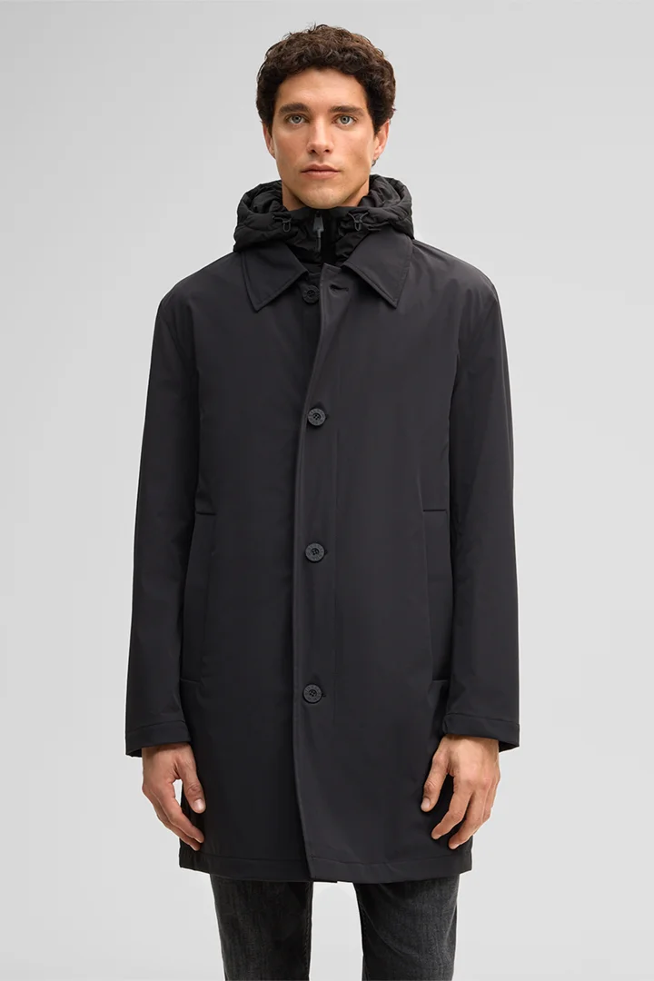Leads to product detail page "Raincoat, black"