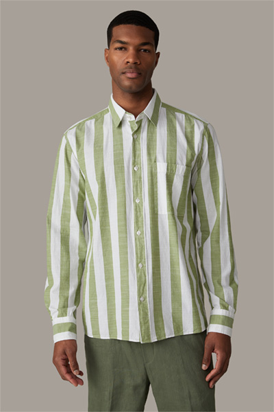 Chemise en coton Clei, vert/blanc à rayures