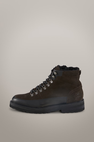 Boots à lacets en cuir velours Epsom Nimonico #wearindependent, marron foncé