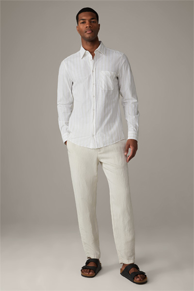 Baumwoll-Hemd Carver, weiß/hellbeige gestreift