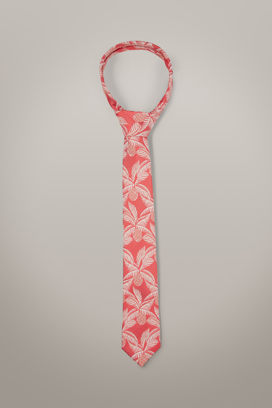 Krawatte aus Seiden-Mix, rot/beige gemustert