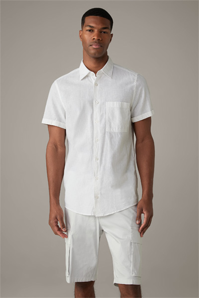 Overhemd Corvin, van katoen en linnen, wit