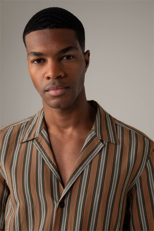 Gestreept shirt Clarson, donkerbeige-groen