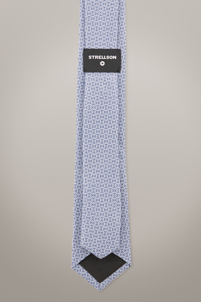 Cravate en soie, bleue à motif