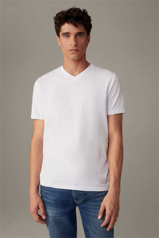 T-shirt en coton stretch en lot de 2, blanc