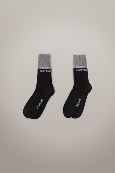 2er Pack Soft Cotton Socken, schwarz/grau