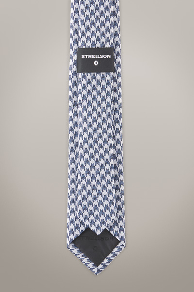 Seiden-Leinen-Krawatte, dunkelblau-silber