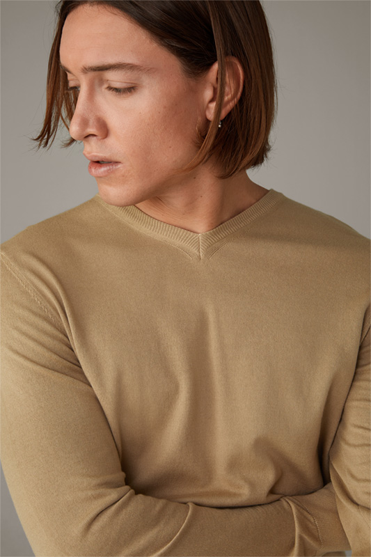 T-shirt à manches longues en coton Vincent, beige clair