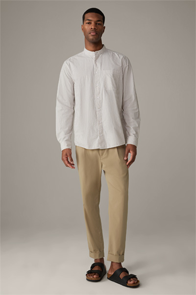 Baumwoll-Hemd Cadan, medium beige/weiß gestreift