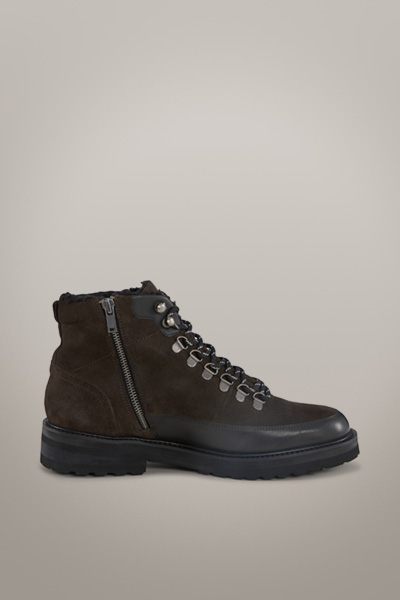 Boots à lacets en cuir velours Epsom Nimonico #wearindependent, marron foncé