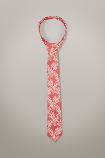 Cravate en soie mélangée, en rouge/beige à motif