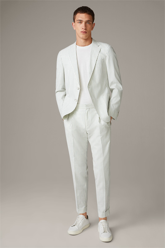 Veste de costume modulaire Arndt en coton mélangé, en vert et blanc à rayures