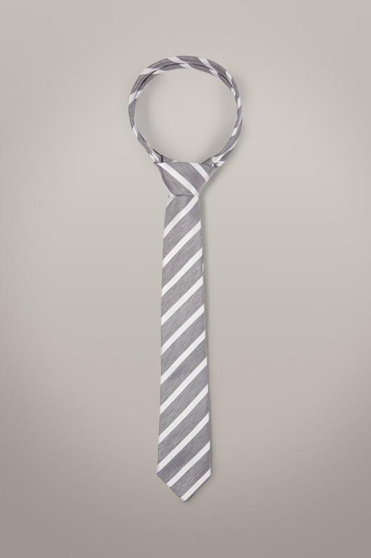 Krawatte, braun-grau/offwhite gestreift