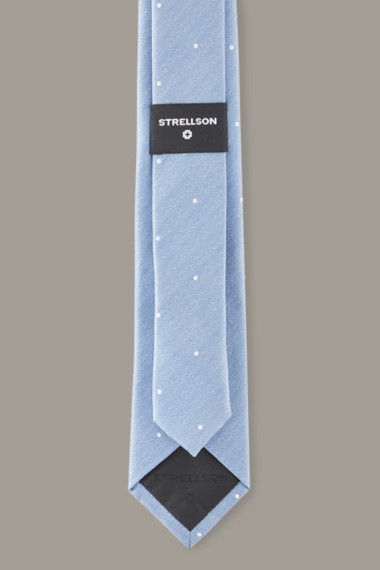Cravate en soie, en bleu clair à pois