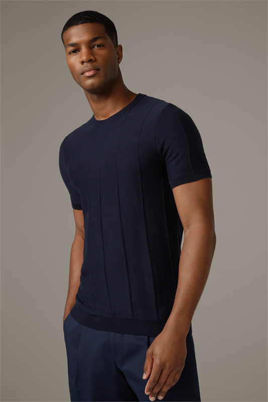Gebreid T-shirt Kito van katoen, marineblauw