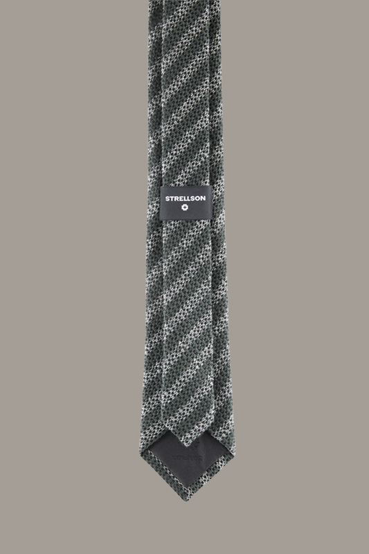Stropdas van wol en zijde, groen-zwart gestreept